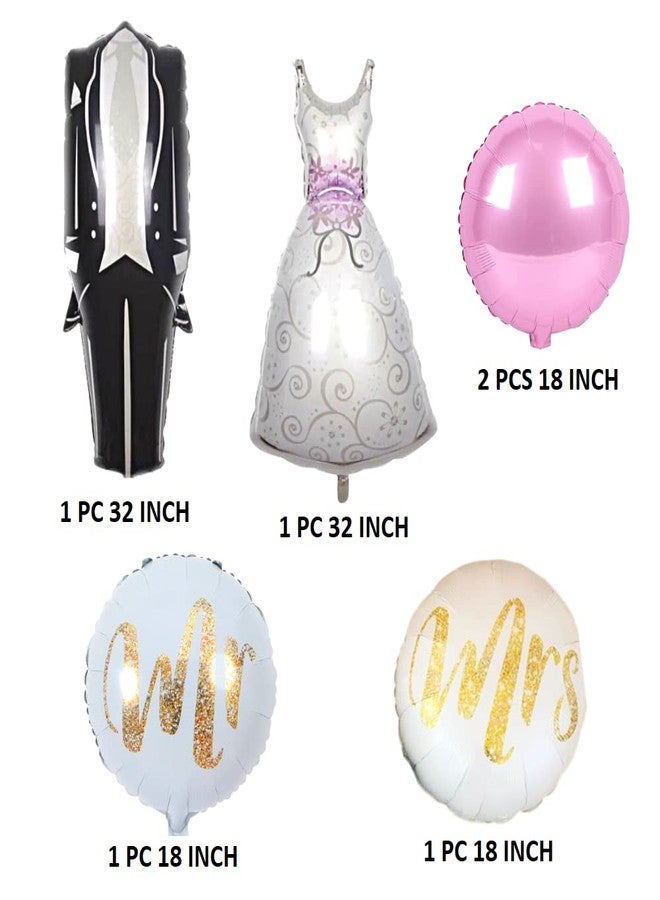 FI - FLICK IN 6 pcs Just Married Decoration Foil Balloon Decor Mr and Mrs Decorations Items (Pack of 6, Multicolor) - Image 2